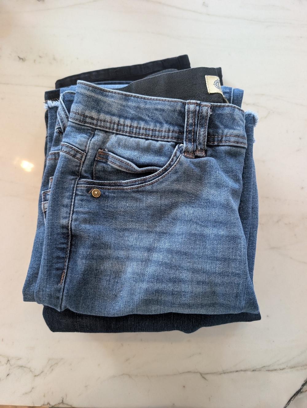 Democracy Women's Blue Flare Jeans with Distressed Hem - Picture 4 of 4